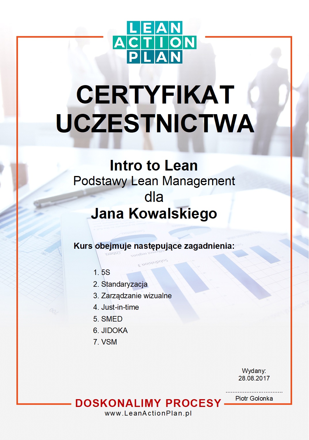 Certyfikat Lean Action Plan