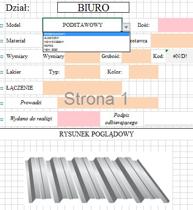 Zlecenie produkcyjne w Excelu