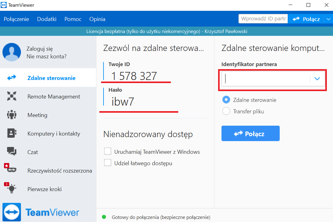 Homeoffice, Współpraca zdalna - team viewer