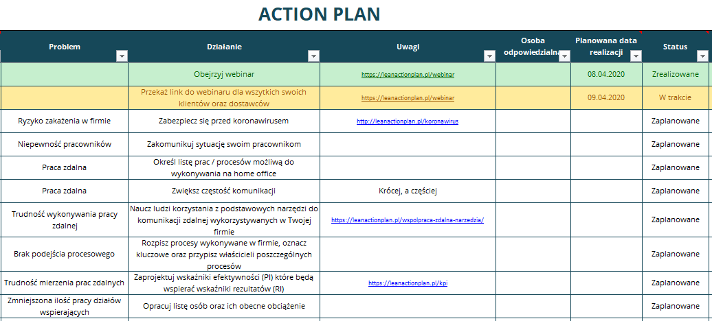 Webinar - Action Plan - działania w czasach kryzysu