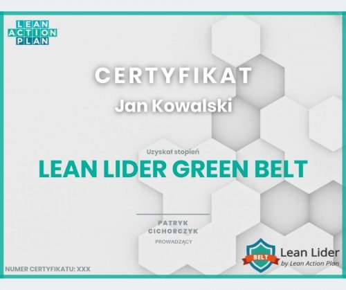 Lean Lider Green Belt certyfikat